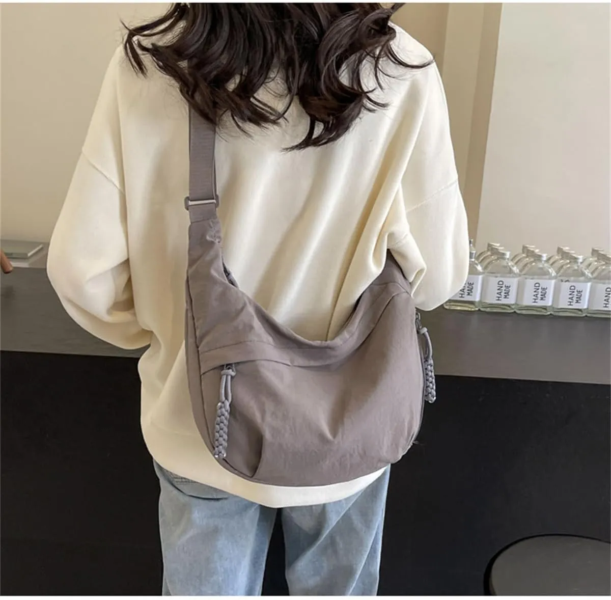 Regularlyk Crossbody Bag, Regularlyk Women's Fashion Plain Color Nylon Crossbody Hobo Bag Purse