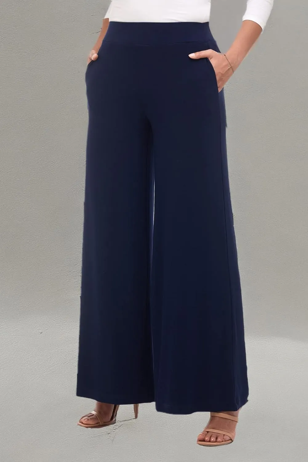 REKUCCI Travel in Style Women's Stretchy Elegant Palazzo Wide Leg Pant