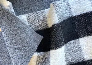 Reversible Buffalo Check Polyester Sherpa Coating (Made in Italy)