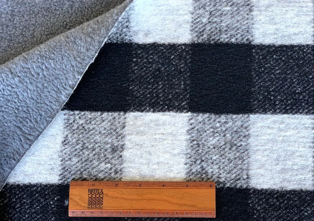 Reversible Buffalo Check Polyester Sherpa Coating (Made in Italy)