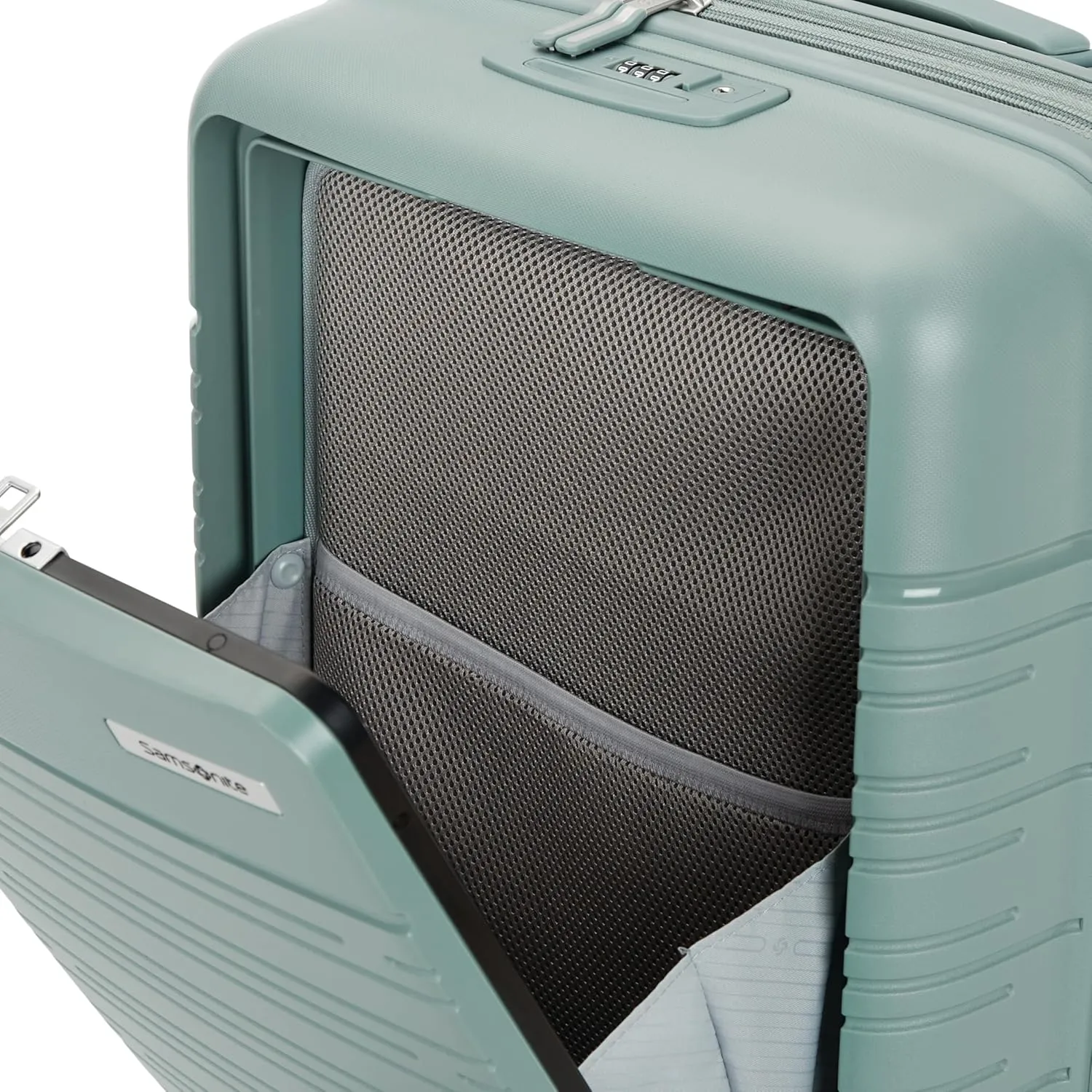 Samsonite Elevation Plus - Carry-On Hardside Luggage with QuickEntry Front Compartment - Scratch Resistant Polypropylene Shell, AirTag Holder, TSA Lock, Airline Approved- Cypress Green