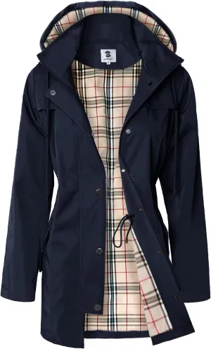 SaphiRose Women's Long Hooded Rain Jacket Outdoor Raincoat Windbreaker