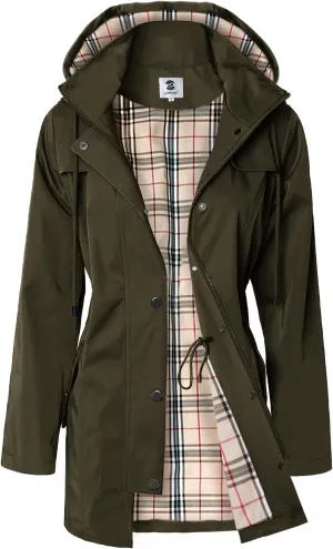 SaphiRose Women's Long Hooded Rain Jacket Outdoor Raincoat Windbreaker