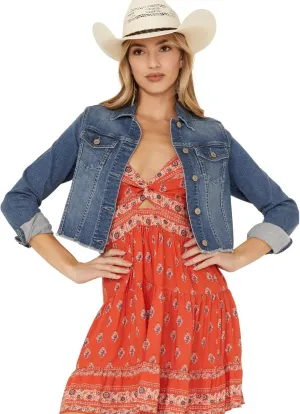 Shyanne Women's Light Denim Cropped Fray Jacket - SWSP22O63-LTW XX- US