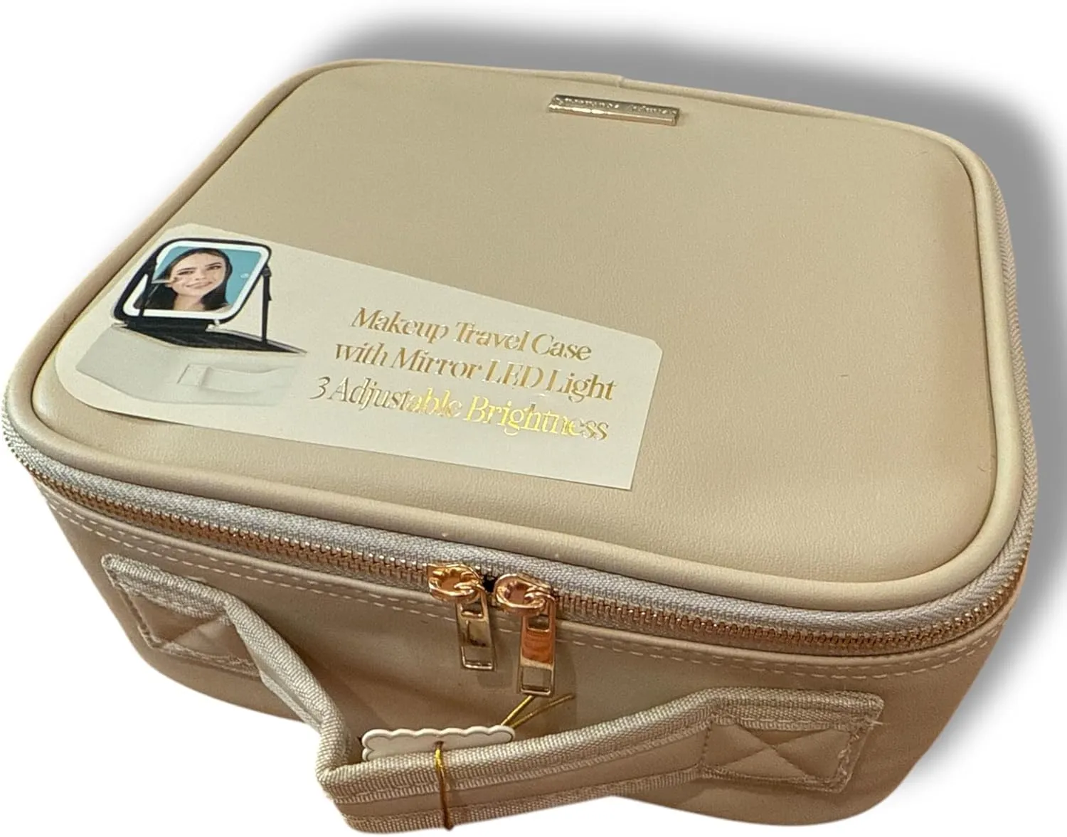 Simply Southern Creme Leather Makeup Travel Case With LED Mirror Light