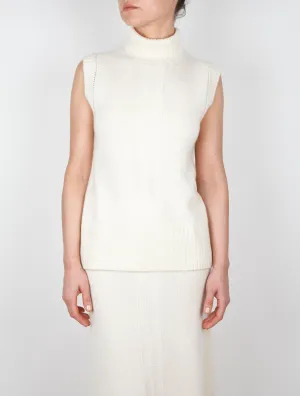 Sleeveless Cashmere Polo Neck