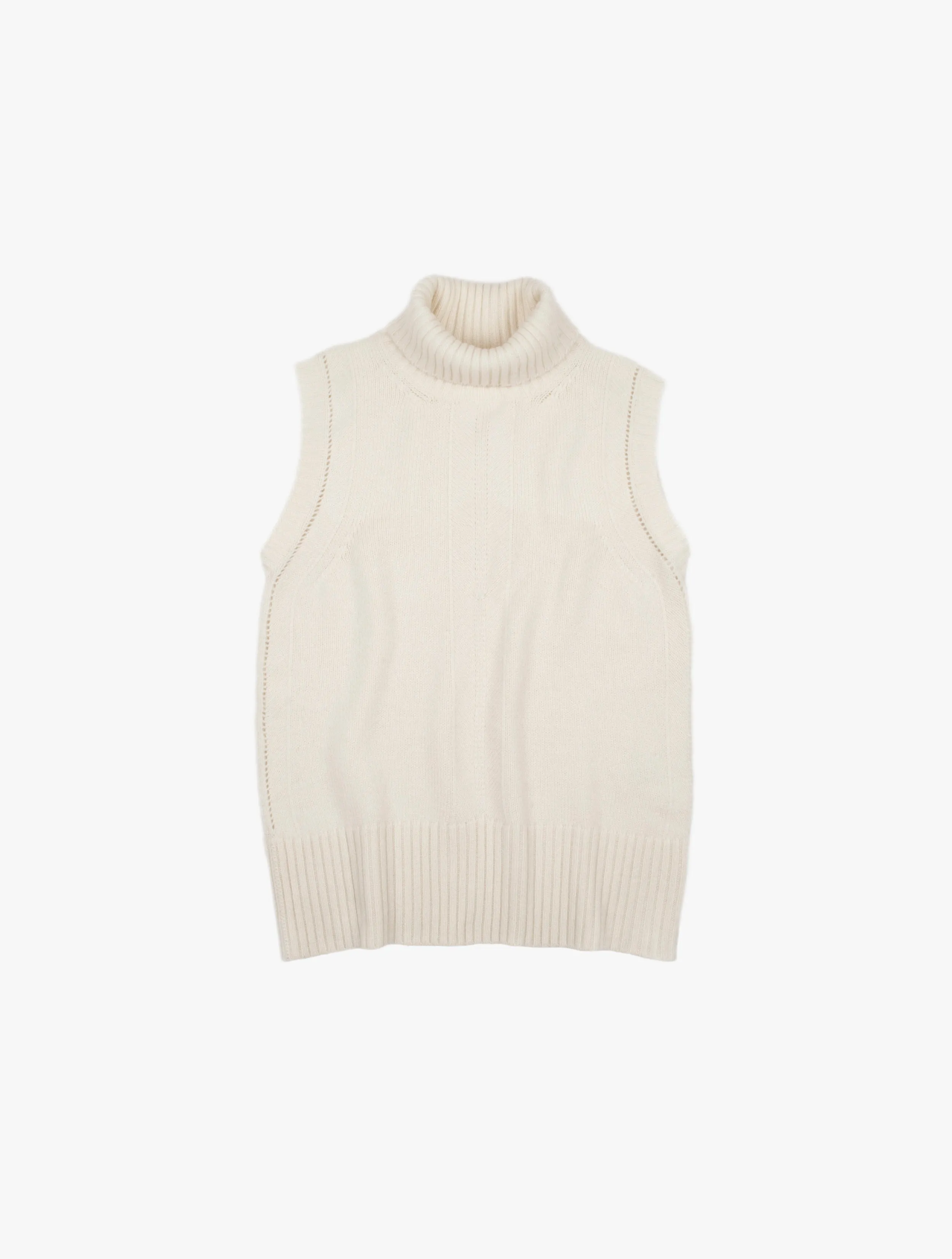 Sleeveless Cashmere Polo Neck