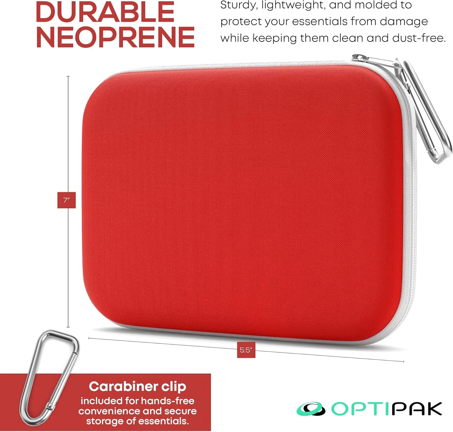 Slim Multipurpose Purse Pouch | Neoprene Makeup Bag with Zipper Pouch & Carabiner Keychain | Portable Travel Cosmetic Bag, Womens Travel Makeup Tote (Pack of 3)