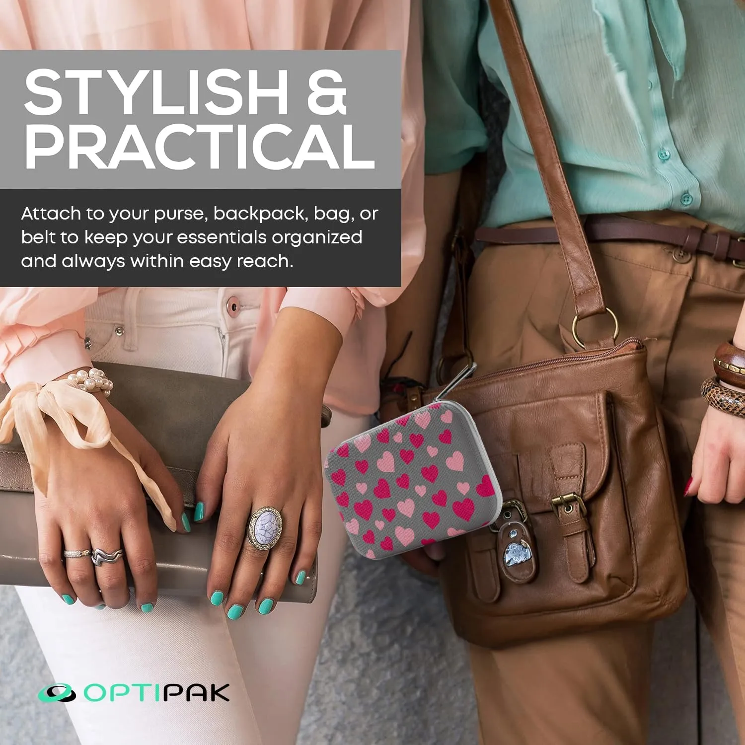 Slim Multipurpose Purse Pouch | Neoprene Makeup Bag with Zipper Pouch & Carabiner Keychain | Portable Travel Cosmetic Bag, Womens Travel Makeup Tote (Pack of 3)