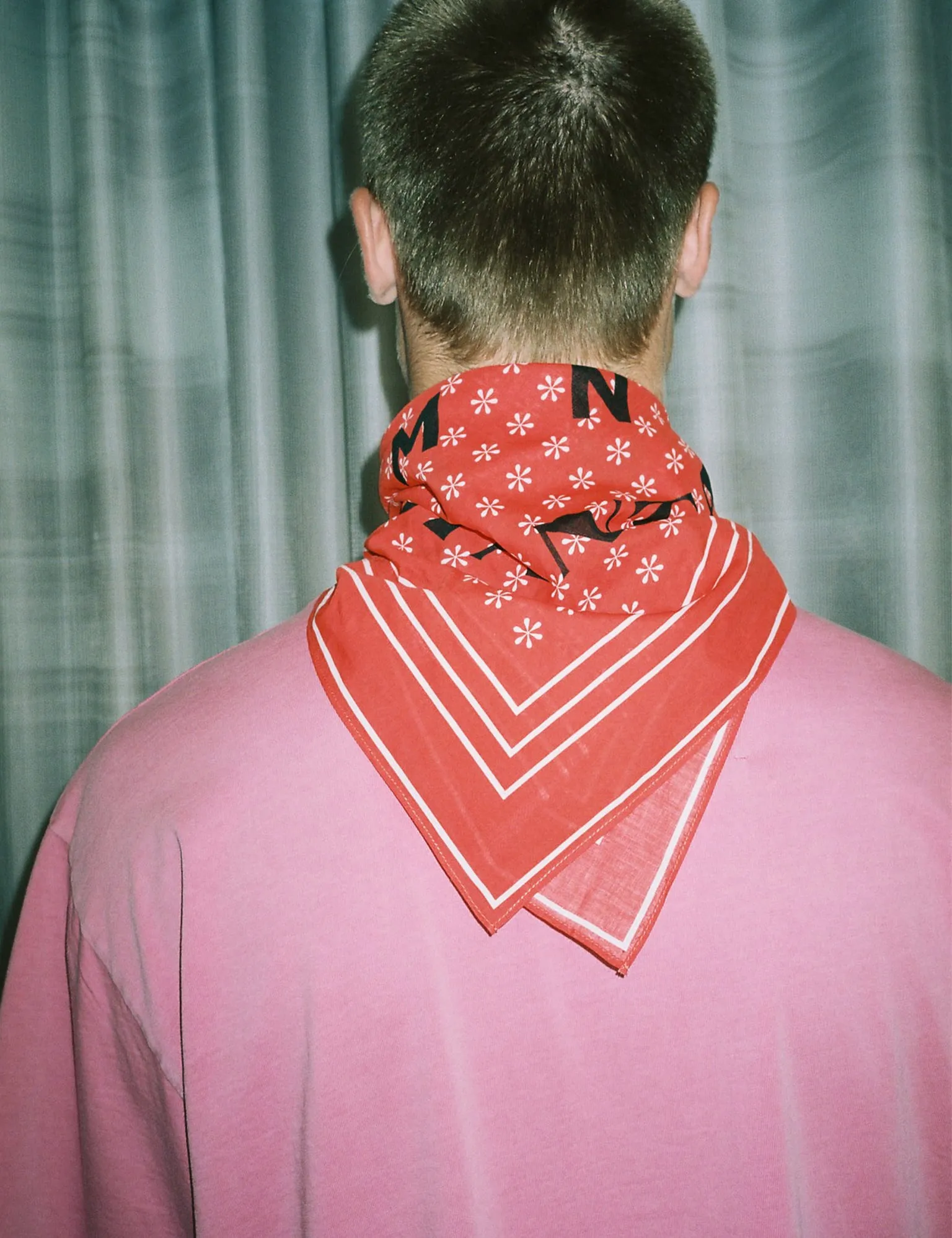 Soft Cotton Bloomy Scarf,  Cherry Tomato/White