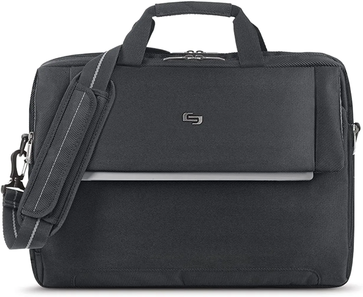 Solo New York Briefcase - Laptop Carrying Bag for Women & Men, Brief for Travel & Work, Divided File Compartment, Adjustable Shoulder Strap, Fits 17.3" Computer - Chrysler, Black