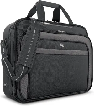 Solo New York Empire 17.3-Inch Laptop Briefcase, TSA Friendly, Black/Grey