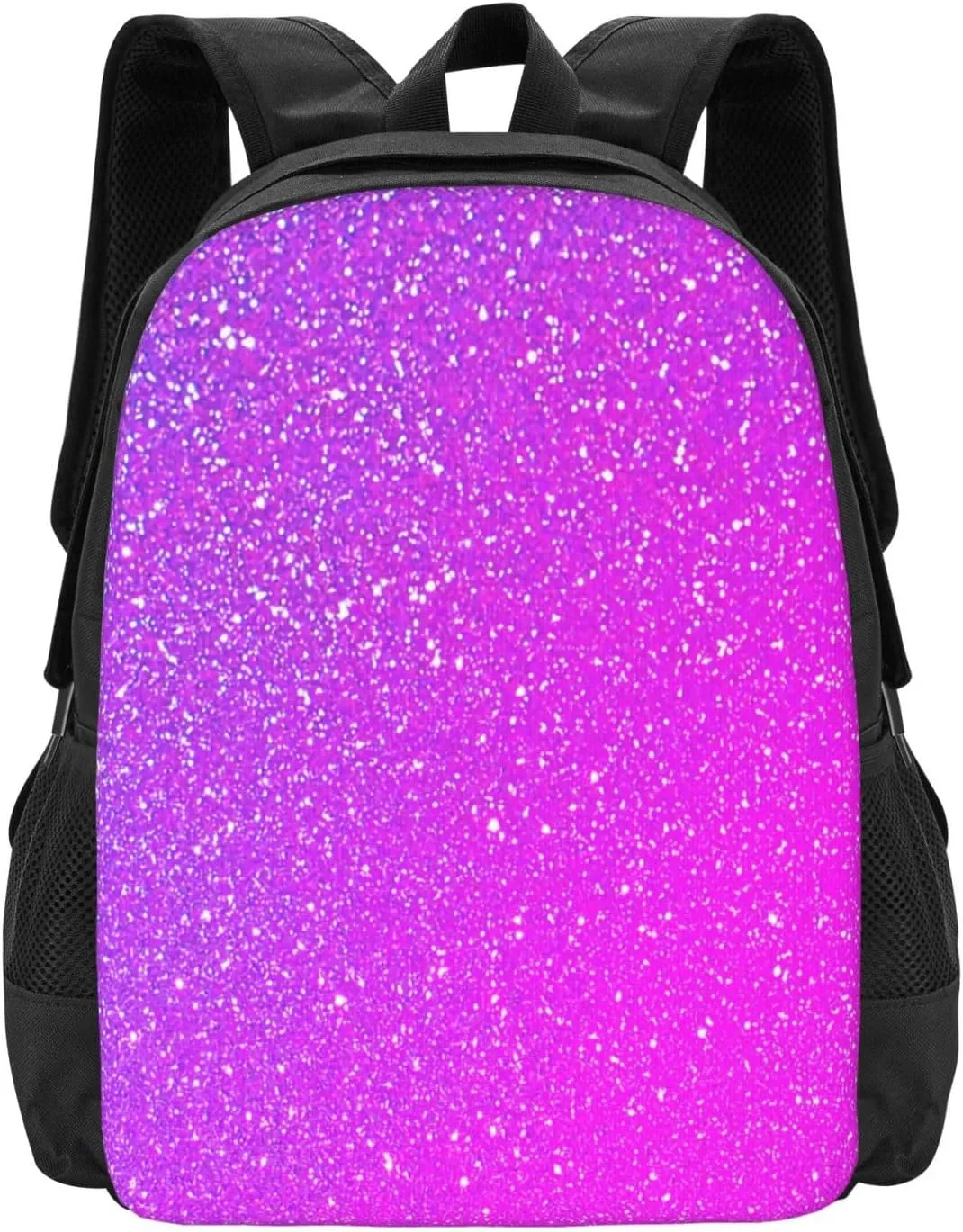 Sparkling Pink Purple Glitter Ombre Colorful Minimalist Large Backpack  15Laptop Backpack, Lightweight Travel & Work Bag With Ergonomic Straps