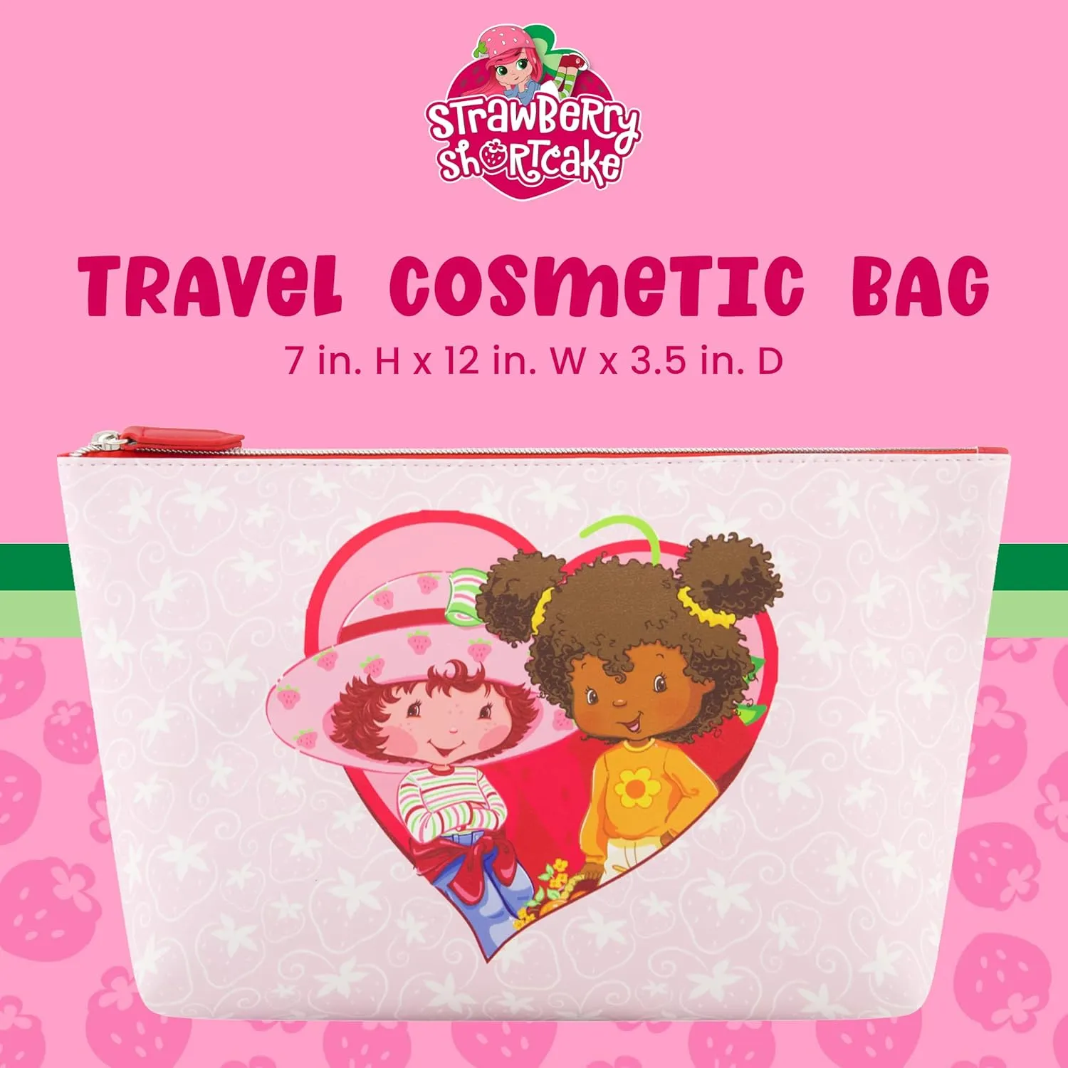 Strawberry Shortcake Women's Makeup Bag, Small Travel Cosmetic Zipper Pouch Organizer