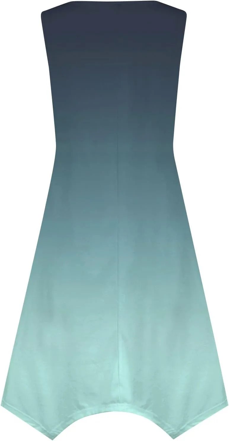 Summer Dresses for Women 2025 Elegant Print Swing Hem Tank Midi Dress Casual Plus Size Sleeveless Crewneck Sundress