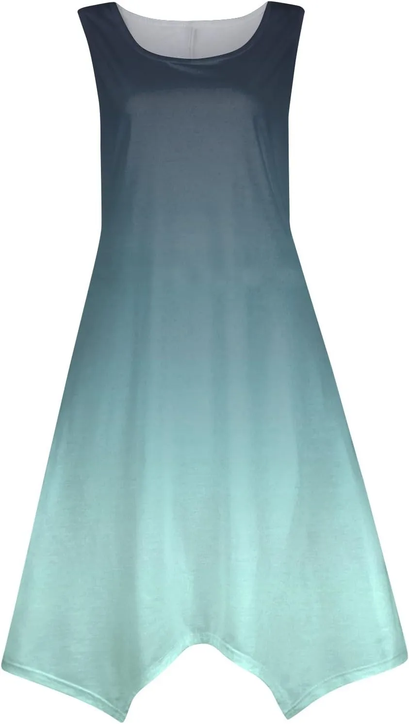 Summer Dresses for Women 2025 Elegant Print Swing Hem Tank Midi Dress Casual Plus Size Sleeveless Crewneck Sundress
