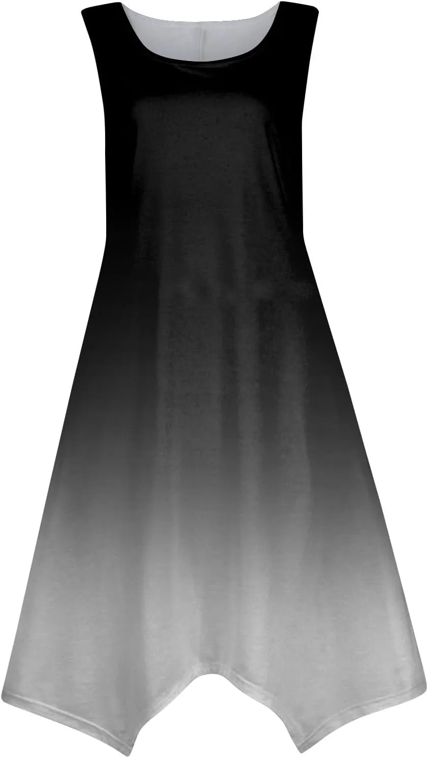 Summer Dresses for Women 2025 Elegant Print Swing Hem Tank Midi Dress Casual Plus Size Sleeveless Crewneck Sundress