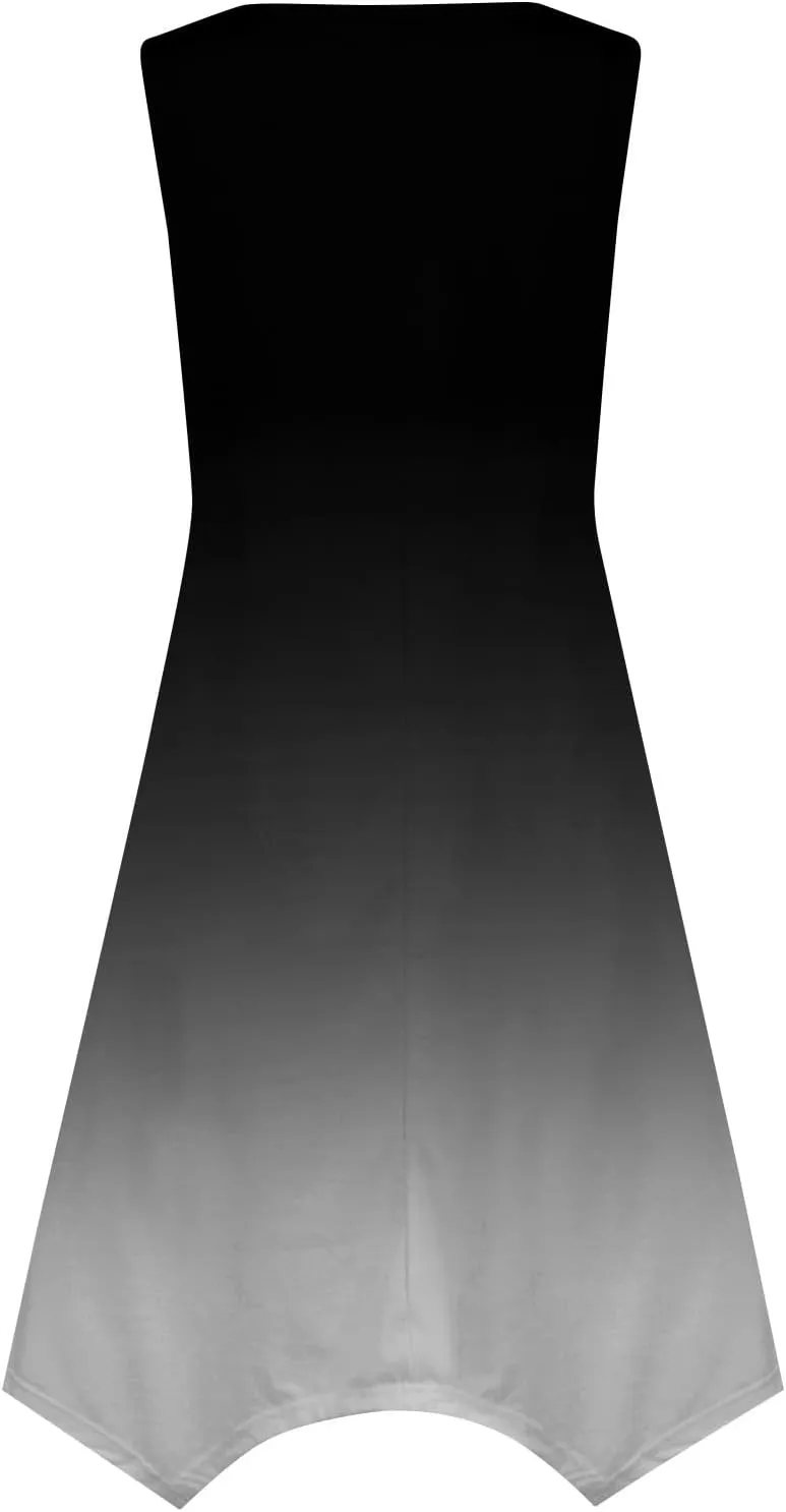 Summer Dresses for Women 2025 Elegant Print Swing Hem Tank Midi Dress Casual Plus Size Sleeveless Crewneck Sundress