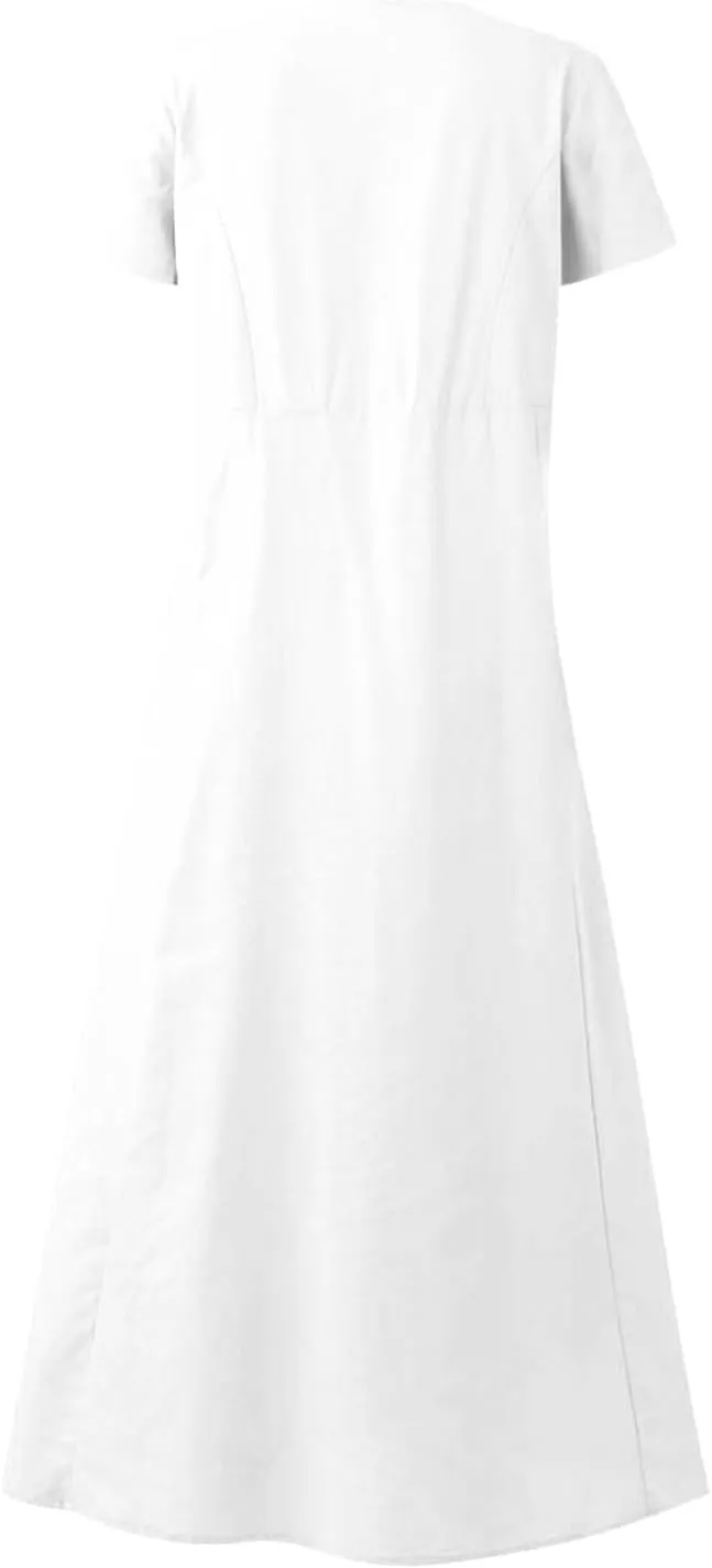 Summer Dresses for Women 2025 Plus Size Short Sleeve Cotton Linen Dress Causal Scoop Neck Ruffle Flowy Beach Sundress