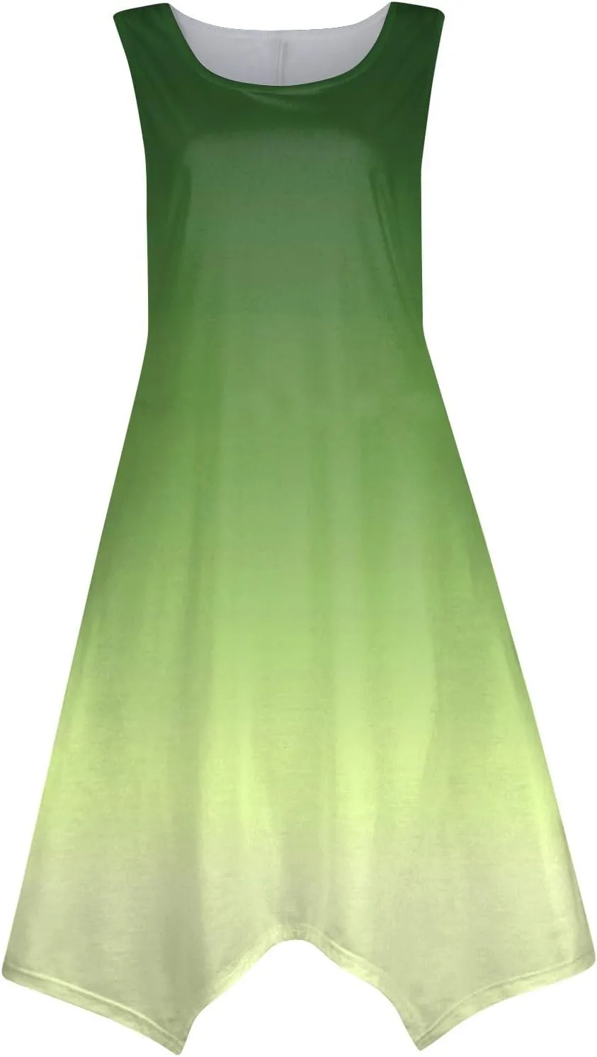 Summer Dresses for Women Elegant Print Swing Hem Tank Midi Dress Casual Plus Size Sleeveless Crew Neck Sundress