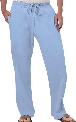 Summer Linen Pants for Men Workout Track Pant Stretch Elastic Waist Classic Fit Trousers Gym Golf Sweatpants Chino Pant Skinny Mens Casual Pants