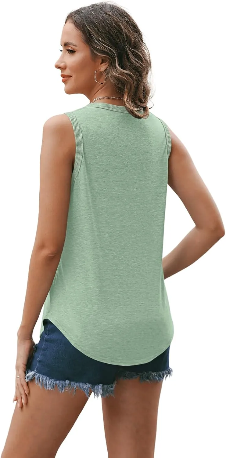 SUNBS Tank Tops for Women 2025 Trendy 3 Pack Summer Sleeveless Loose Fit Top Round Neck Flowy Casual Shirts Outfits