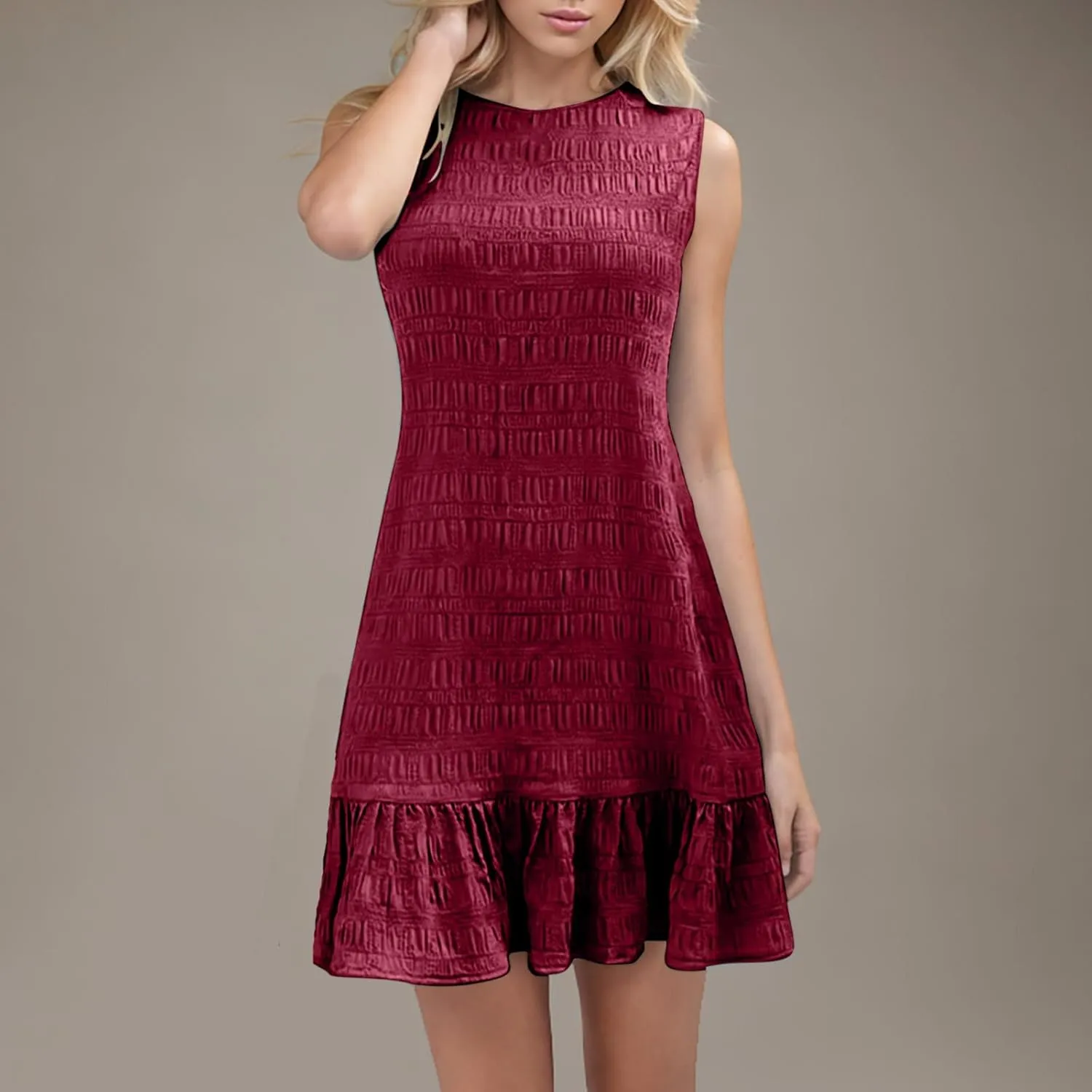 Sundresses for Women Summer Casual Dress Mini Beach Dresses Sexy Sleeveless Tank Dress Trendy Smocked Ruffle Dresses