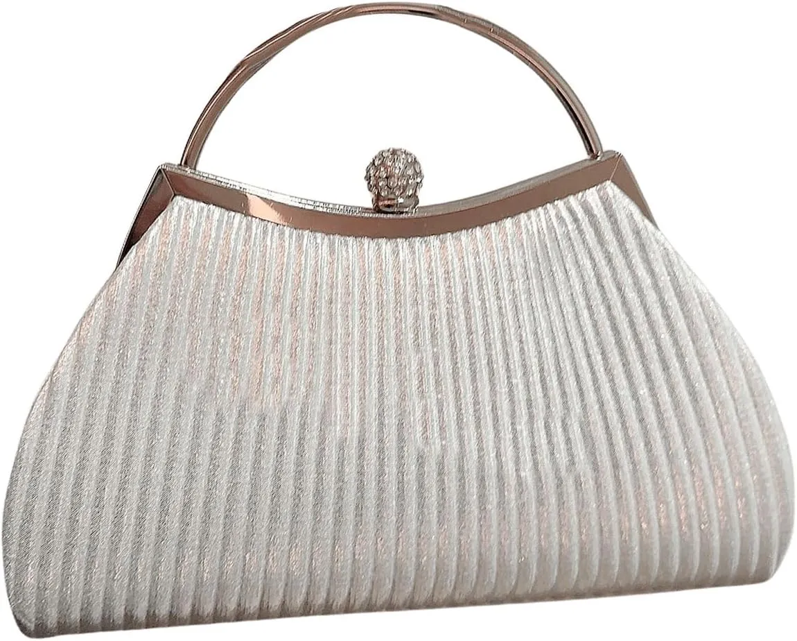 SweatyRocks Women's Metallic Rhinestone Studded Evening Handbag Kiss Lock Elegant Mini Clutch Purse