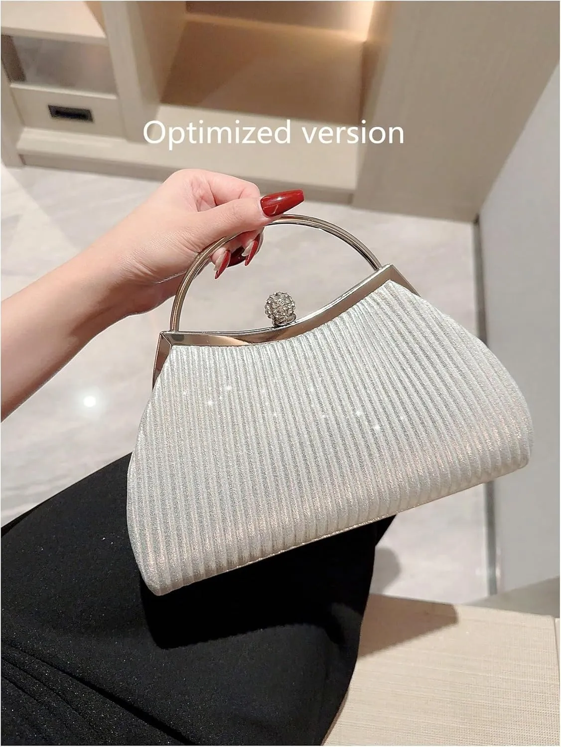 SweatyRocks Women's Metallic Rhinestone Studded Evening Handbag Kiss Lock Elegant Mini Clutch Purse