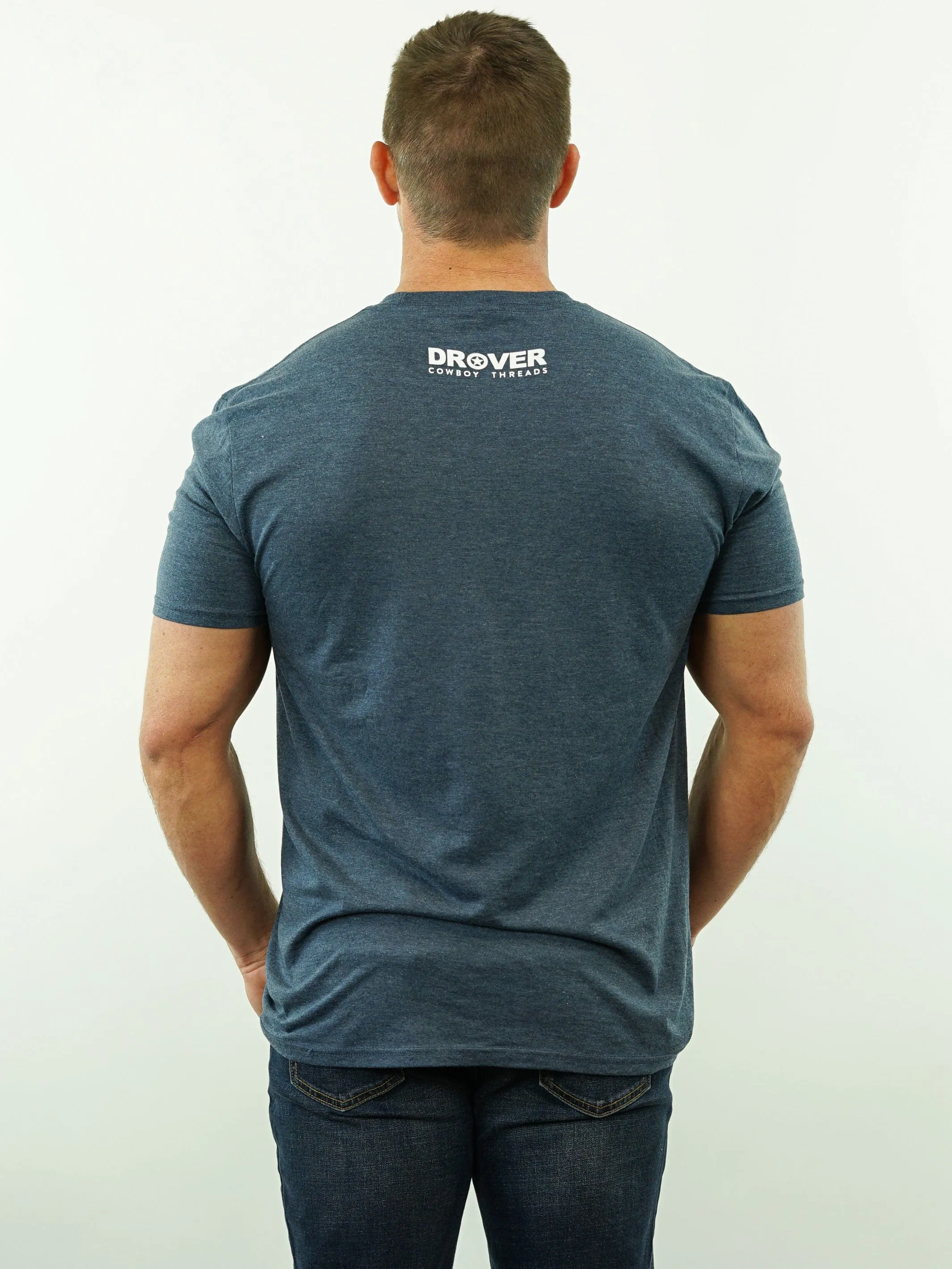 T-Shirt - American By Birth, Cowboy By Choice -  Blue Heather