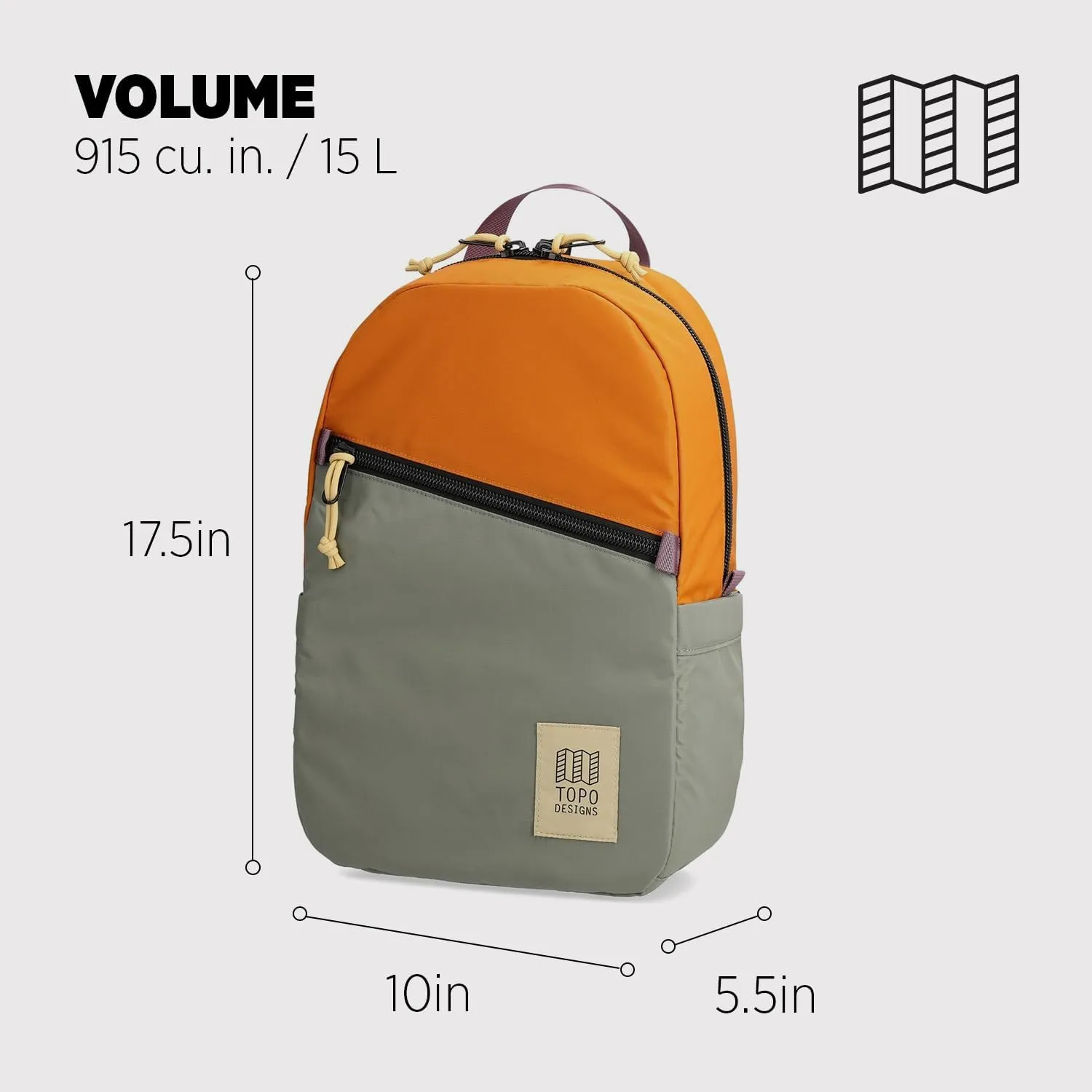 Topo Designs Light Pack, Beetle/Spice, One Size