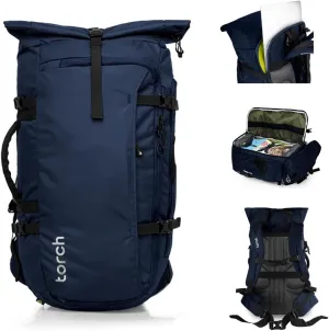 torch Mens Travel Backpack 45l - Carry On Bags for Airplanes Fits 17 Inch Laptop Expandable Backpack Suitcase with Rain Cover - Fujisawa (Navy)