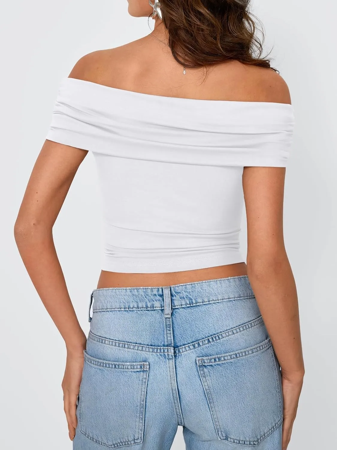 Trendy Queen Womens Off The Shoulder Tops Going Out Crop Summer Cute Y2k Shirts Tube Corset Basic Fashion Outfits 2025