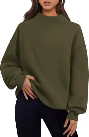 Trendy Queen Womens Oversized Sweatshirts Turtleneck Pullover Long Sleeve Hoodies Tops Fall Fashion Outfits 2025 Clothes