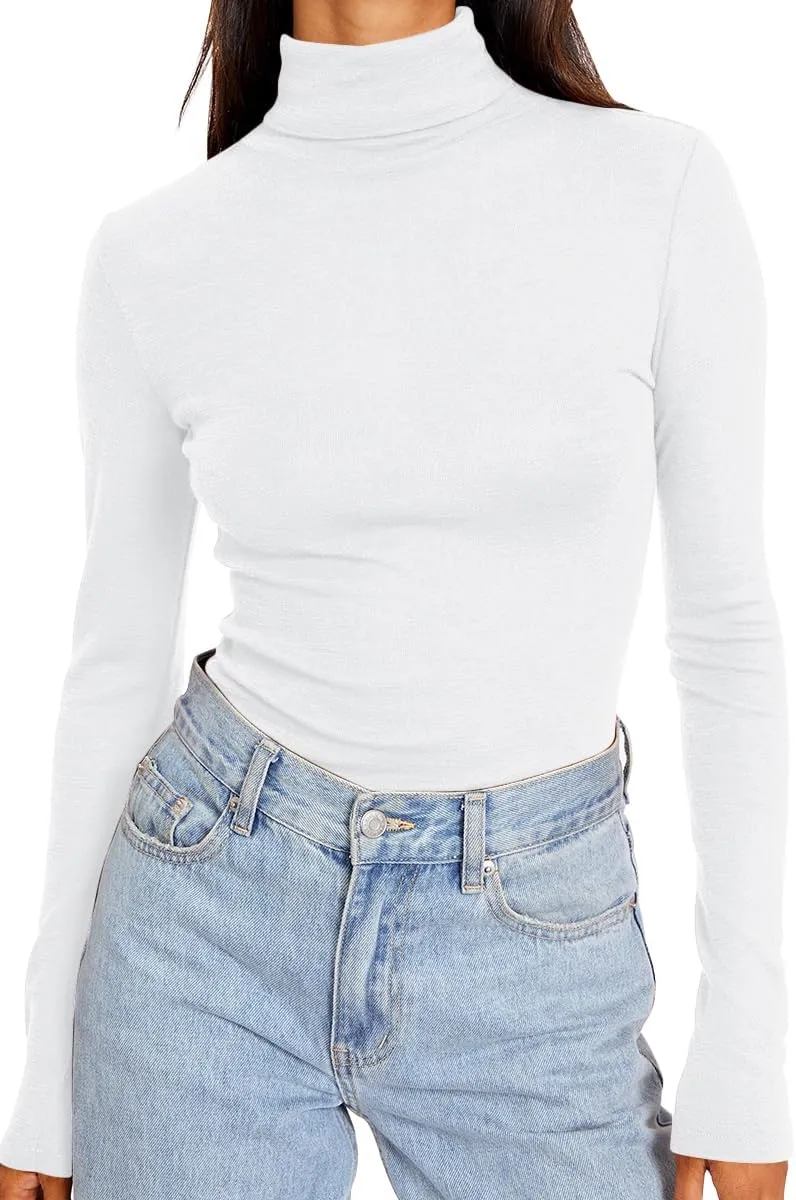 Trendy Queen Women's Turtleneck Long Sleeve Shirts Fall Fashion Basic Thermal Underwear Tops Winter Clothes 2025