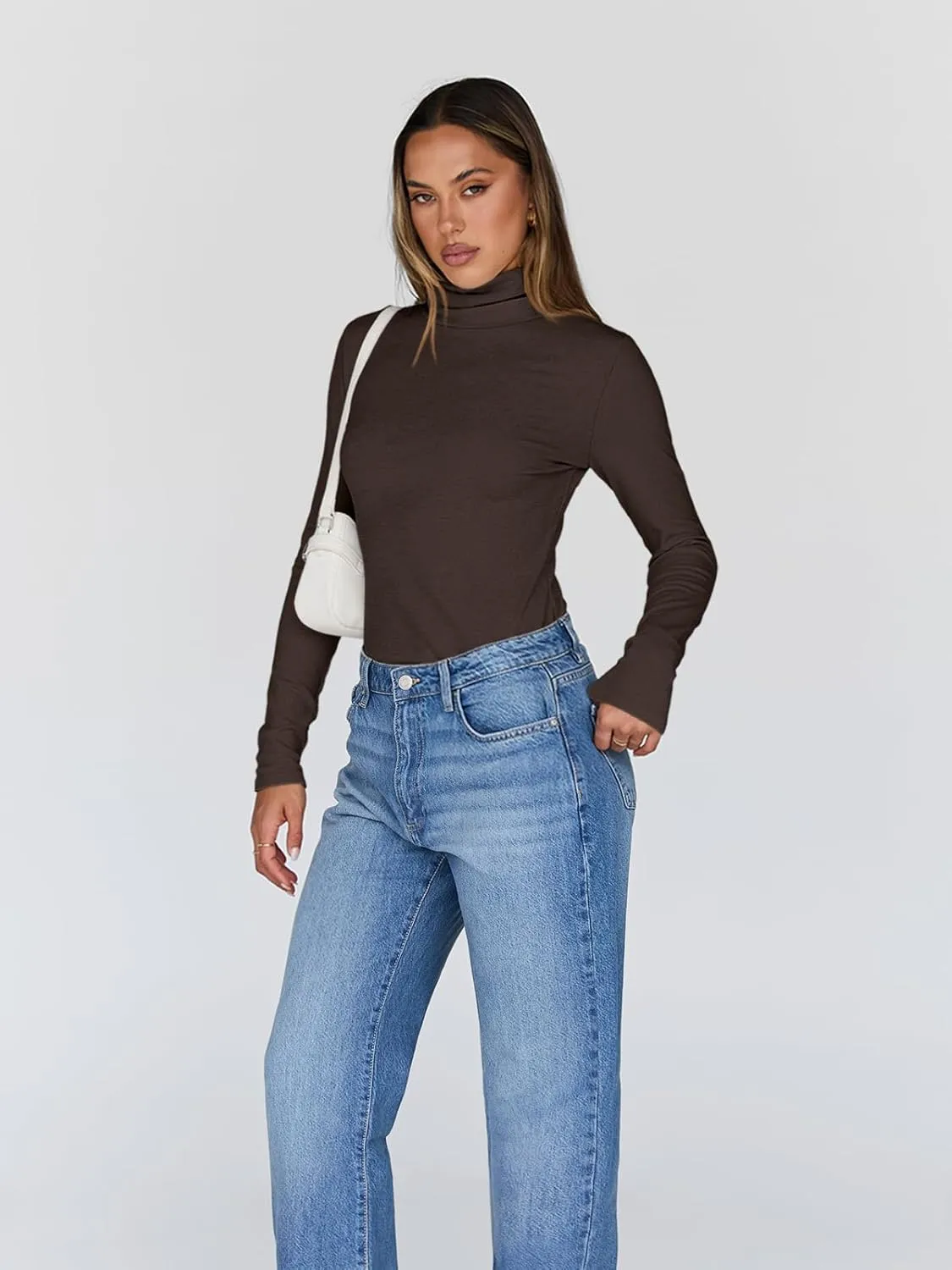 Trendy Queen Women's Turtleneck Long Sleeve Shirts Fall Fashion Basic Thermal Underwear Tops Winter Clothes 2025