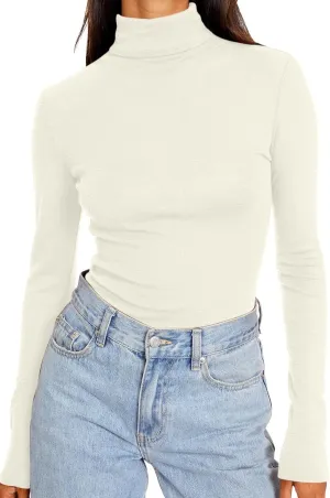 Trendy Queen Women's Turtleneck Long Sleeve Shirts Fall Fashion Basic Thermal Underwear Tops Winter Clothes 2025