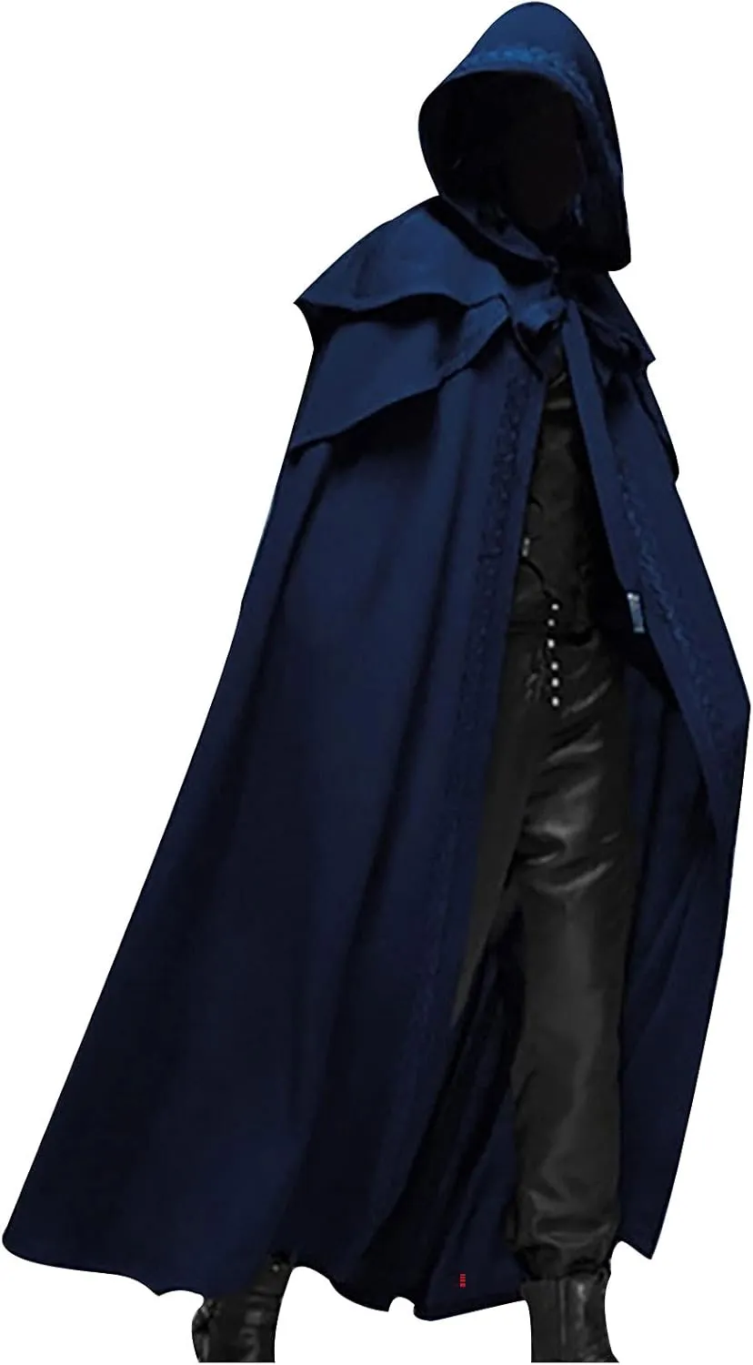 tuduoms Unisex Mens Medieval Cape Cloak with Hood Renaissance Costuems Halloween Cosplay Knight Tunic Gothic Witch Party Cape