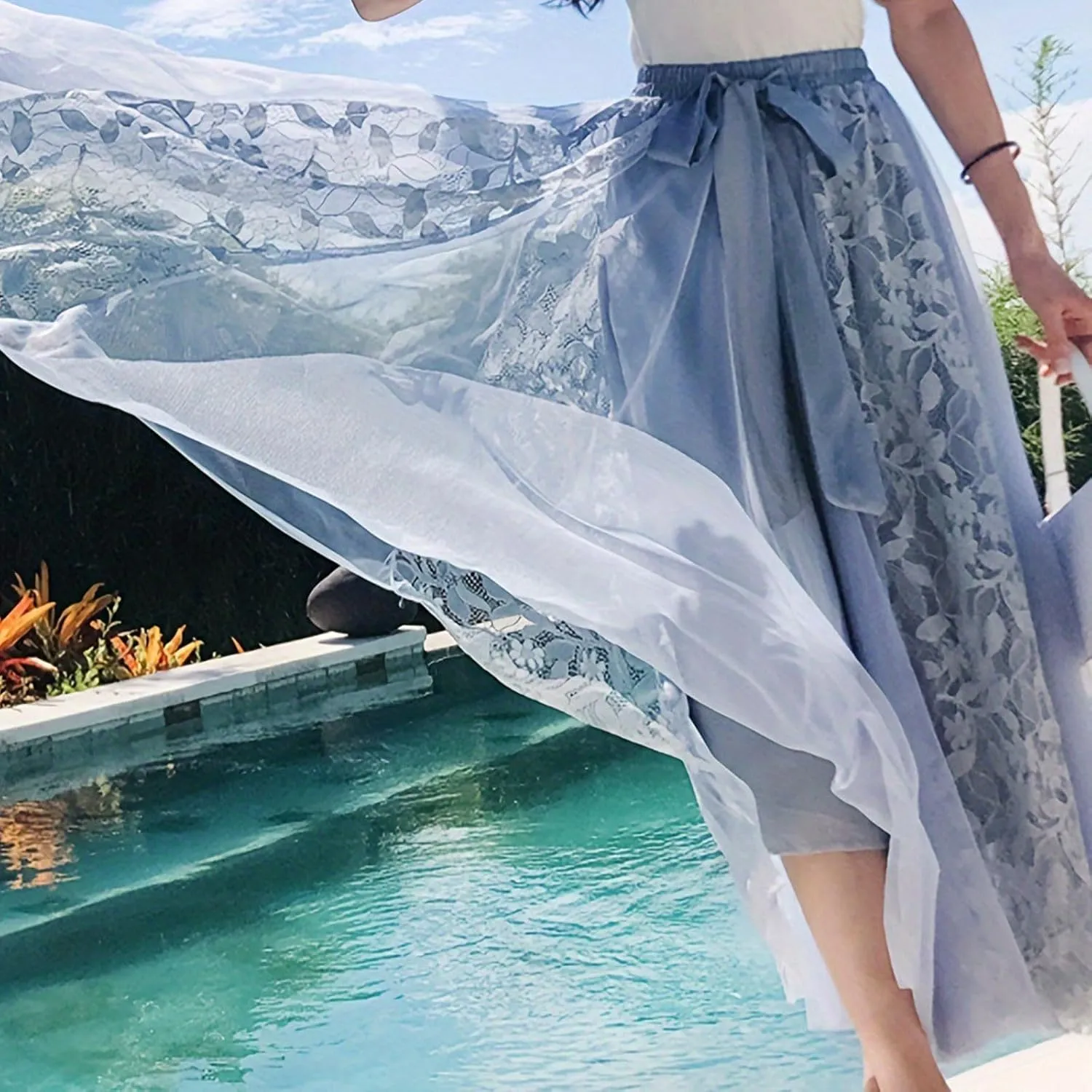 Tulle Skirts for Women High Waist Irregular Layered Mesh Midi Skirt Elegant Fairy Midi Long Length A-Line Skirts