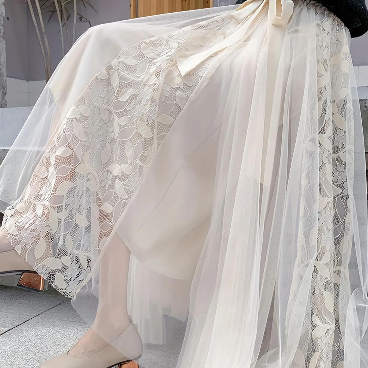 Tulle Skirts for Women High Waist Irregular Layered Mesh Midi Skirt Elegant Fairy Midi Long Length A-Line Skirts