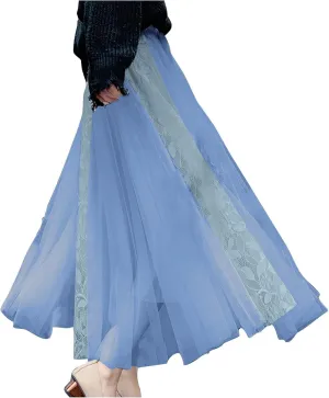 Tulle Skirts for Women High Waist Irregular Layered Mesh Midi Skirt Elegant Fairy Midi Long Length A-Line Skirts