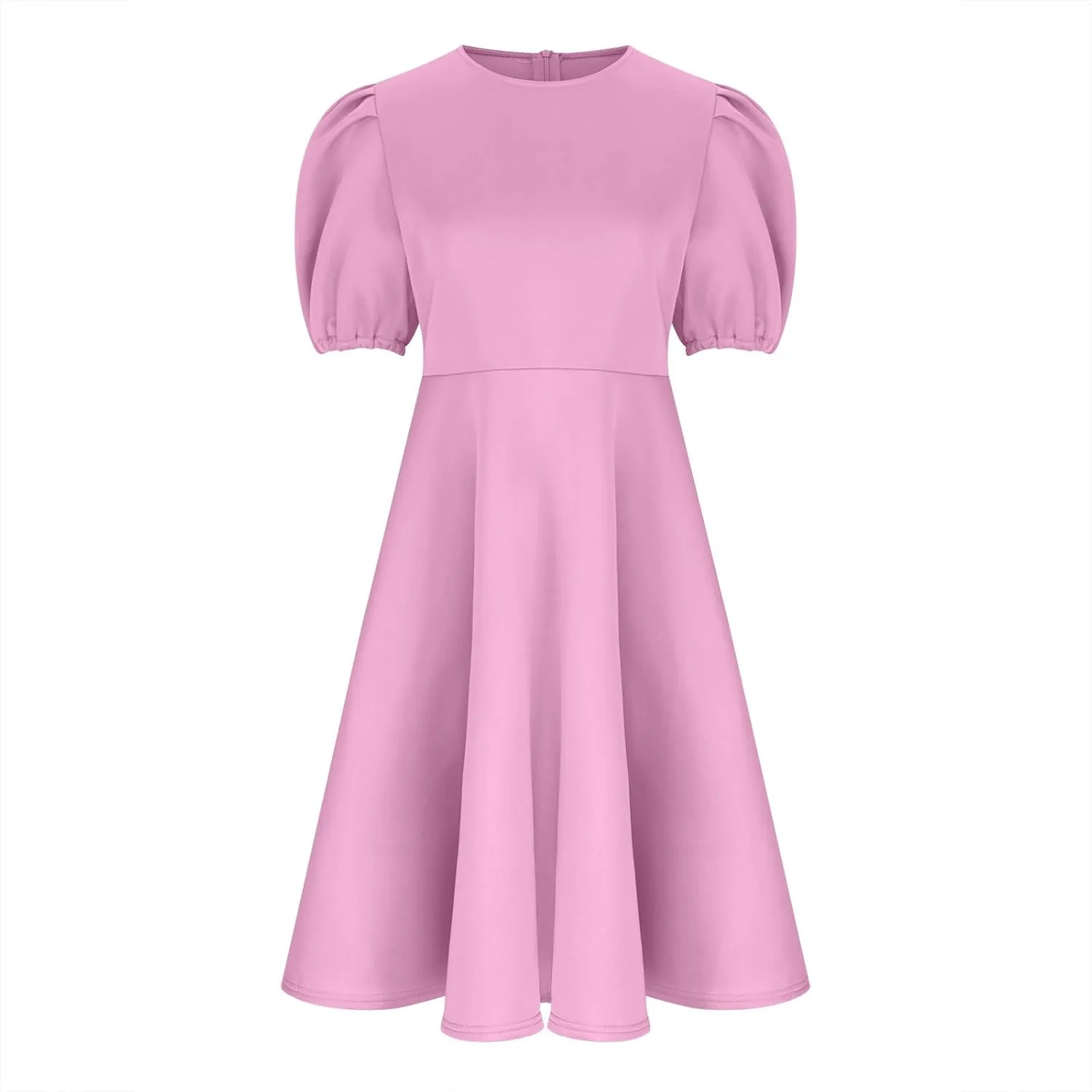 Uillui Plus Size Dress for Women Bubble Sleeve Tapered Waist a Line Dress Flowy Swing Dress Formal Cocktail Prom Party Dress