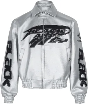 Unisex-Adults Vintage PU Leather Coat - Silver, Black (M, L, XL, 2XL)