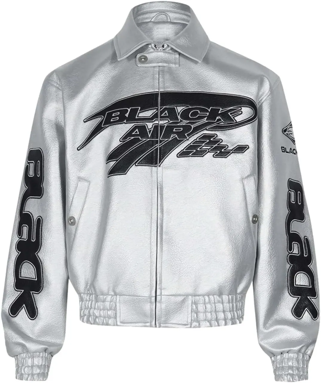 Unisex-Adults Vintage PU Leather Coat - Silver, Black (M, L, XL, 2XL)