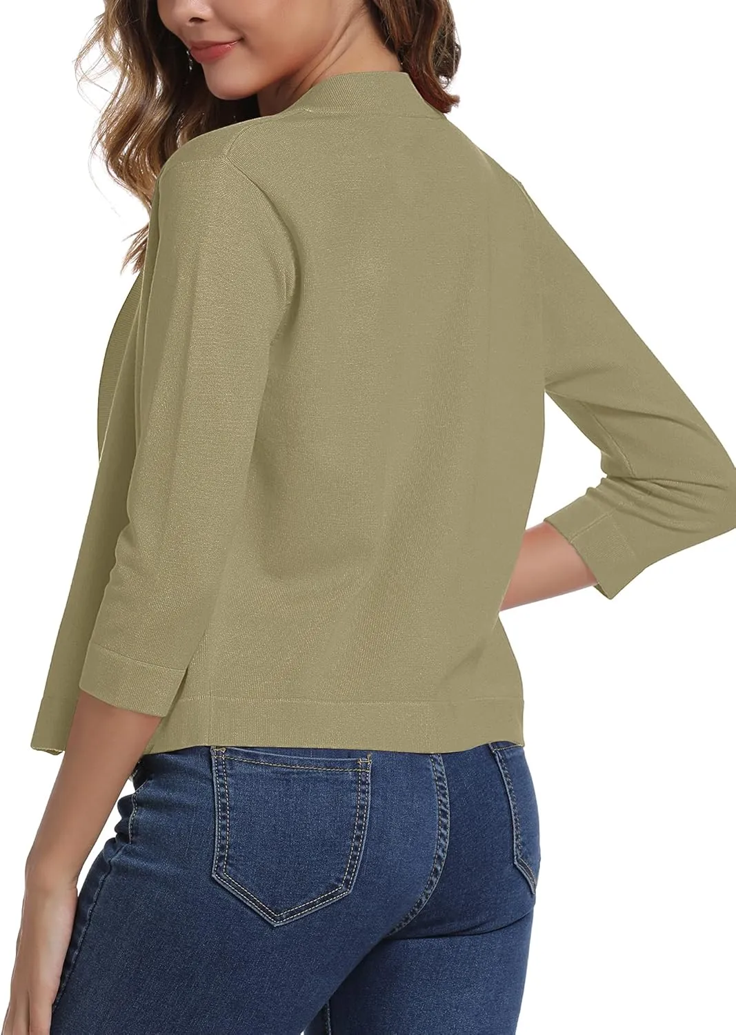 Urban CoCo Women's 3/4 Sleeve Cropped Cardigan Sweater Elegant Shrugs for Women