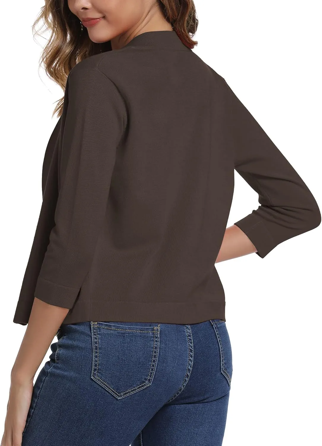 Urban CoCo Women's 3/4 Sleeve Cropped Cardigan Sweater Elegant Shrugs for Women