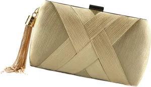 VALICLUD Elegant Tassel Clutch Purse for Women Shoulder Bag Beige Evening Bag Wedding Present