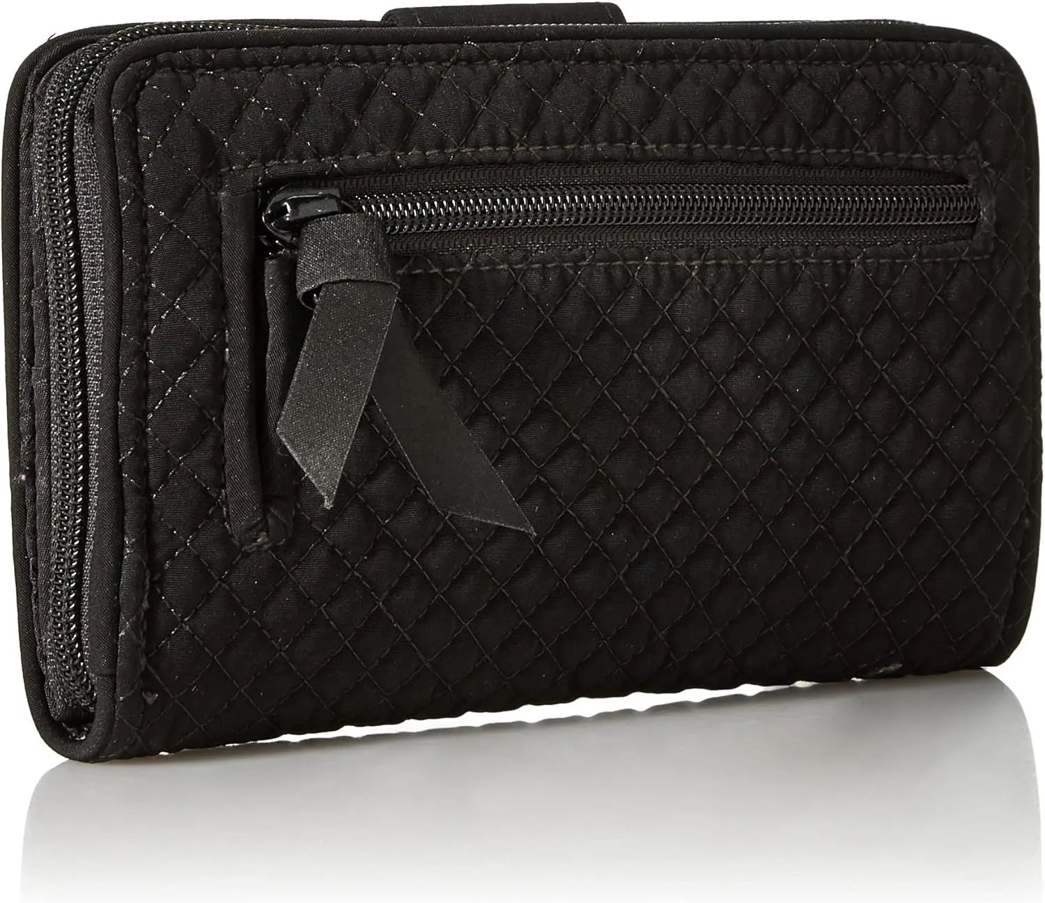 Vera Bradley Women's Microfiber Turnlock Wallet With RFID Protection, True Black, One Size