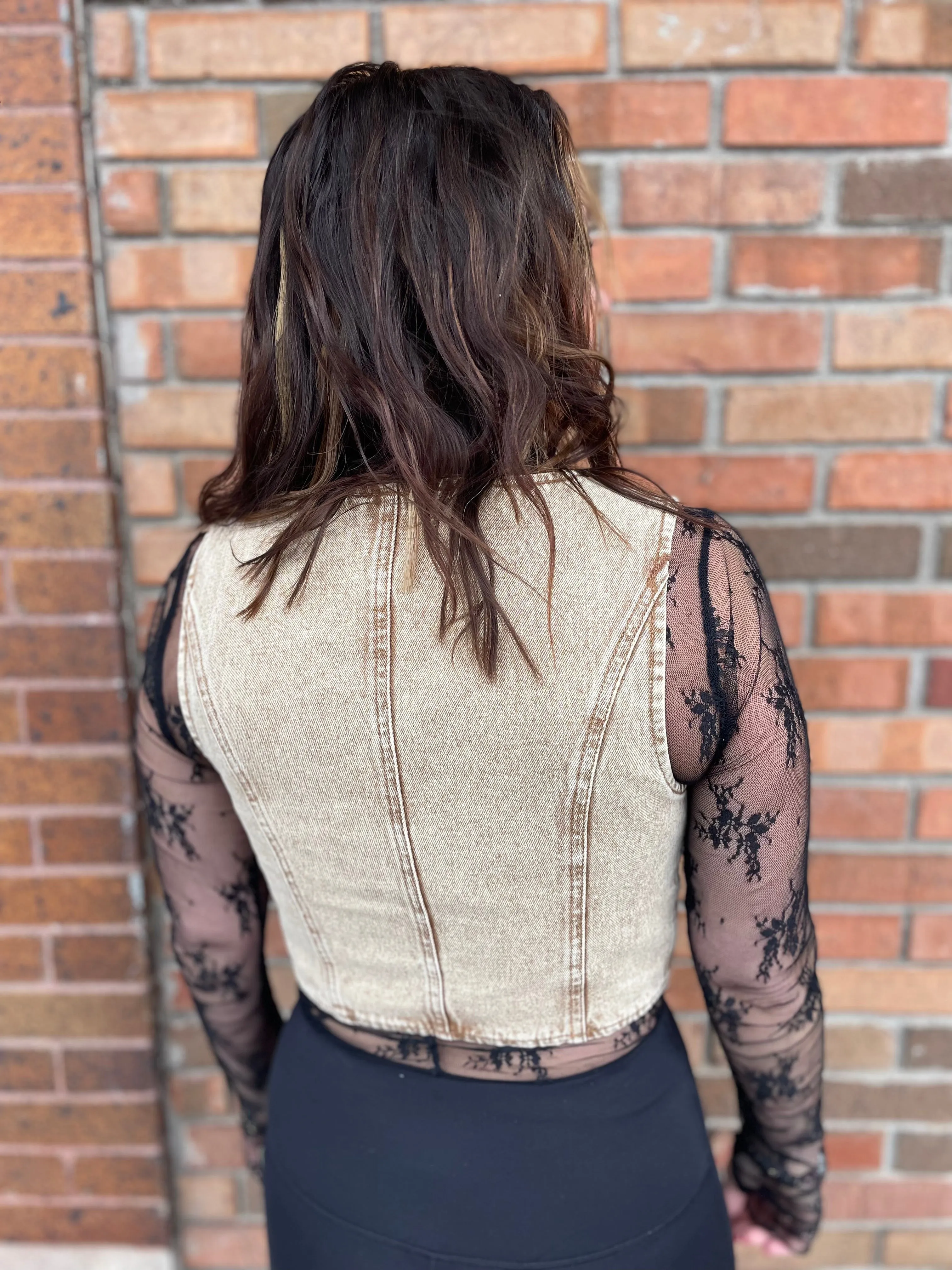 Vintage Washed Denim Button Front Vest