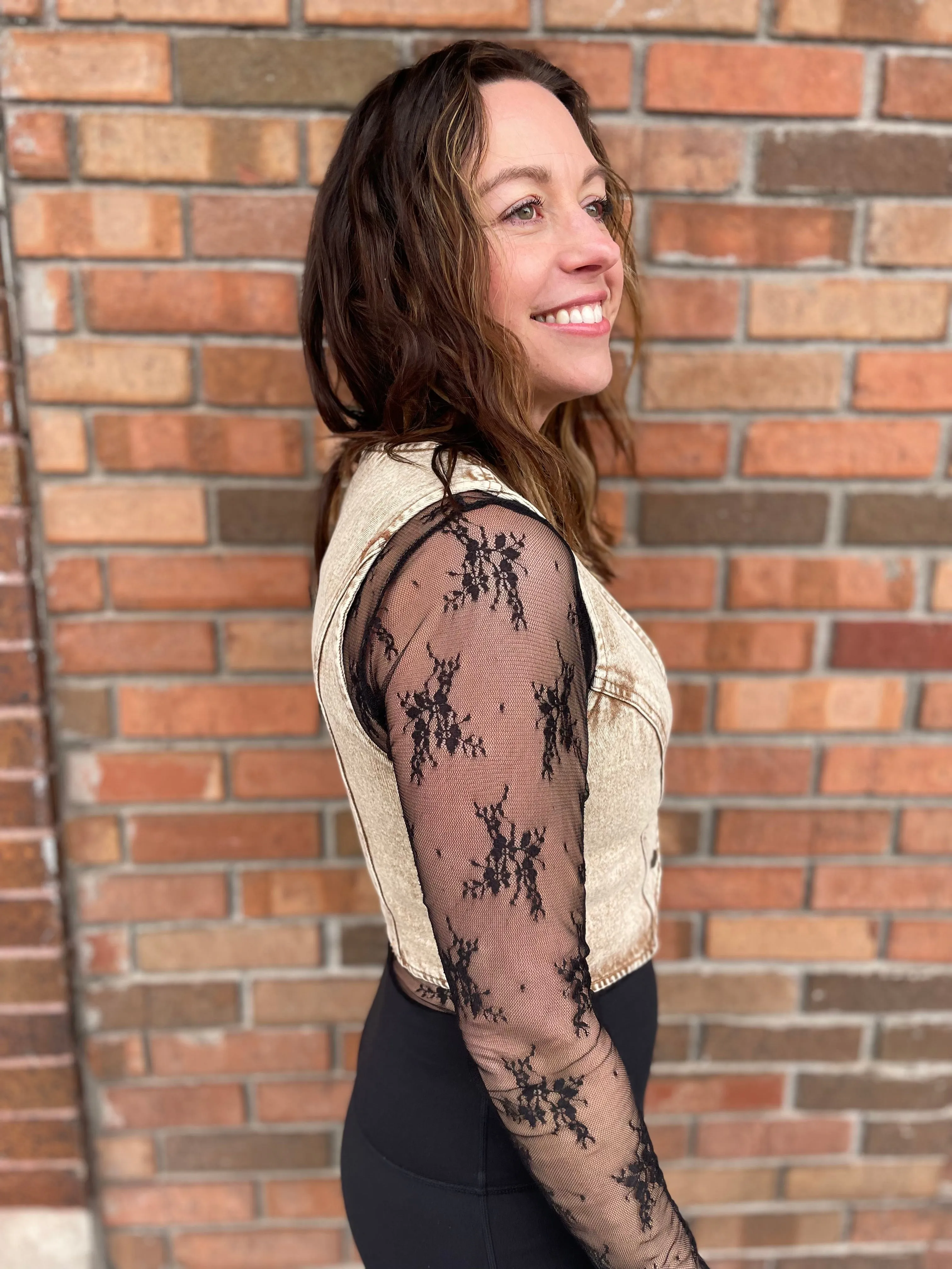 Vintage Washed Denim Button Front Vest